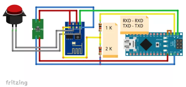 Схема подключения ESP8266 к Arduino Nano