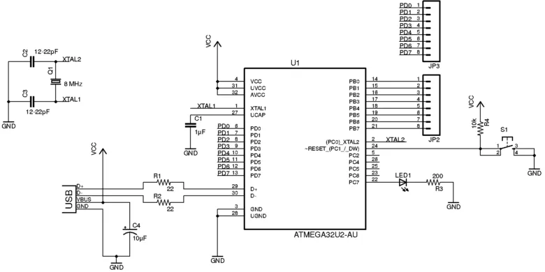 Пример схемы микроконтроллера