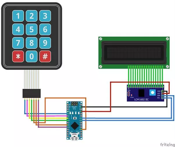 Соединение между Arduino, LCD и клавиатурой