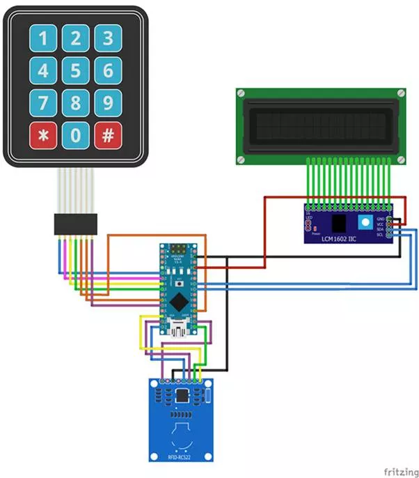 Соединение между Arduino, LCD и RFID
