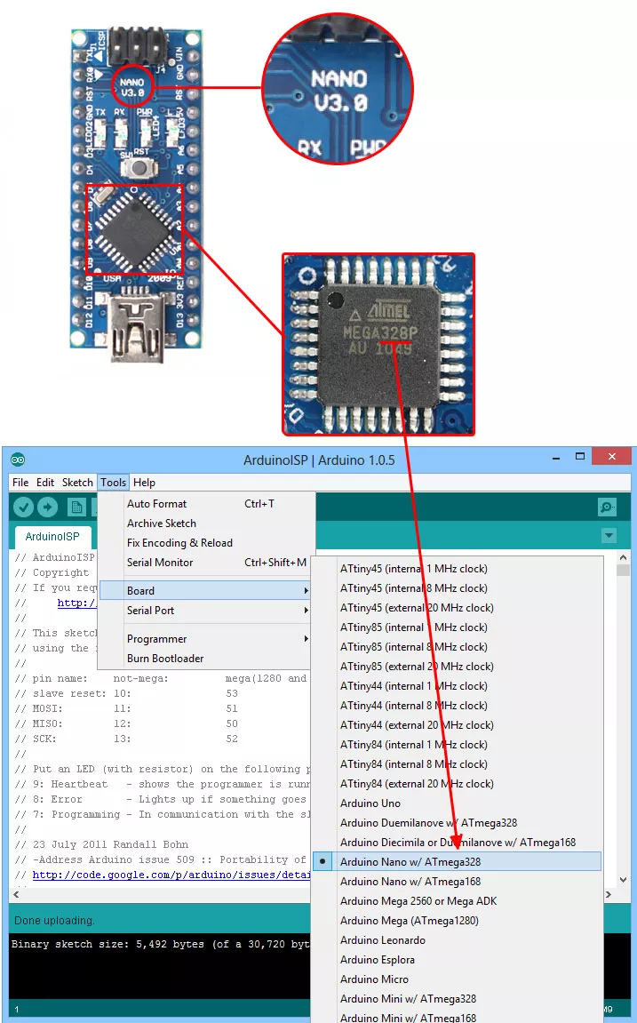 Выбор модели Arduino в среде Arduino IDE