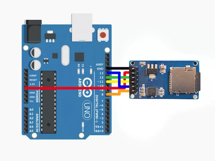 Схема подключения Arduino к адаптеру SD-карты