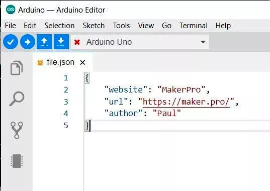 Arduino Pro IDE в режиме JSON
